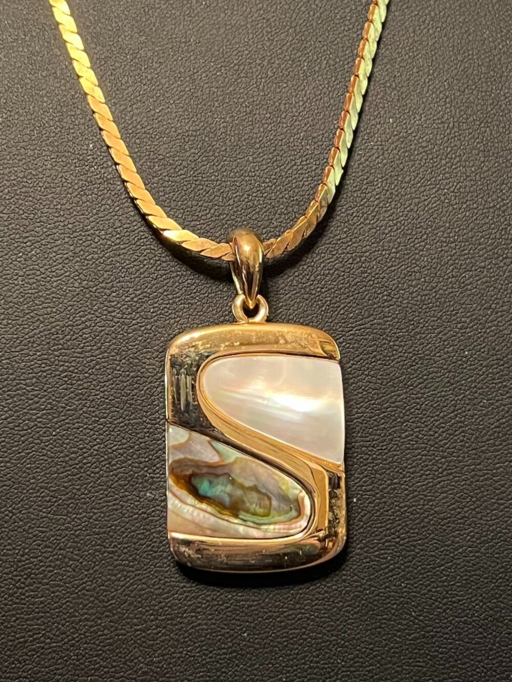 Lia Sophia Gold Tone Mother of Pearl and Abalone Pendant Necklace (488)